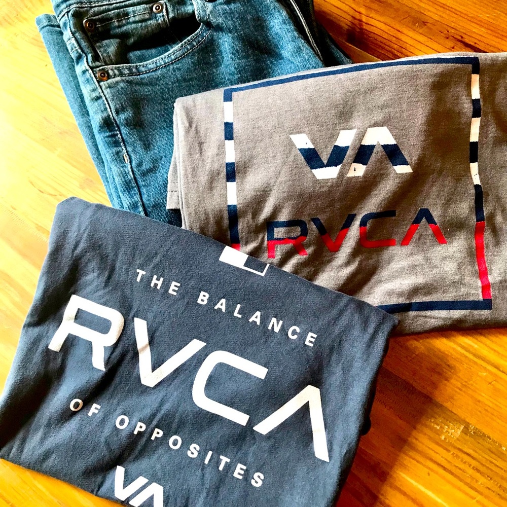 Urban Pipeline Boys Jeans (14) and RVCA tee (M)